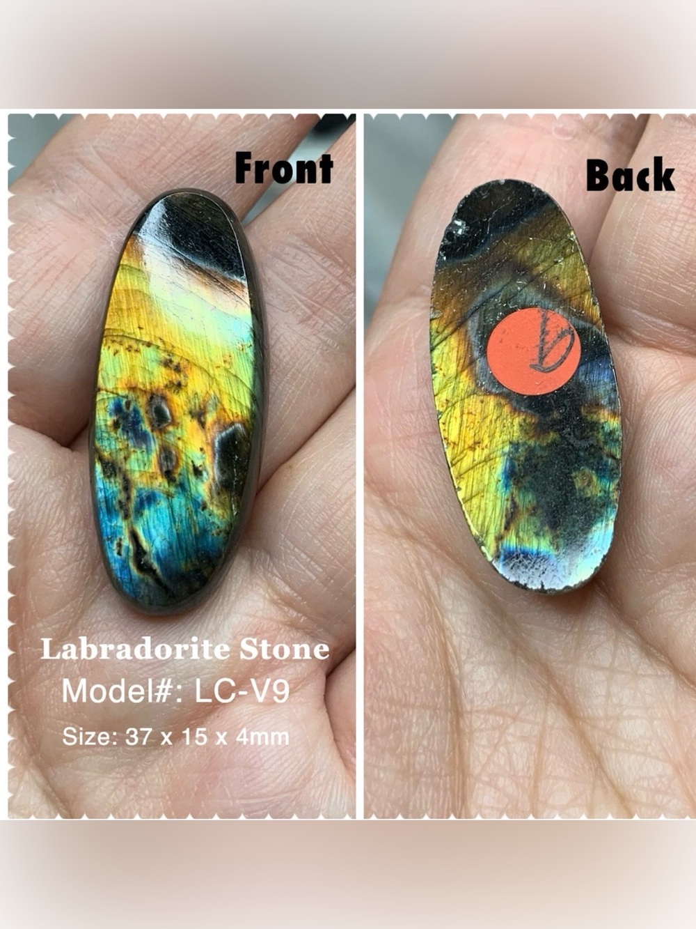 Natural Labradorite Elongated Oval Cabochon 37x15mm Water Flash Loose Gemstone